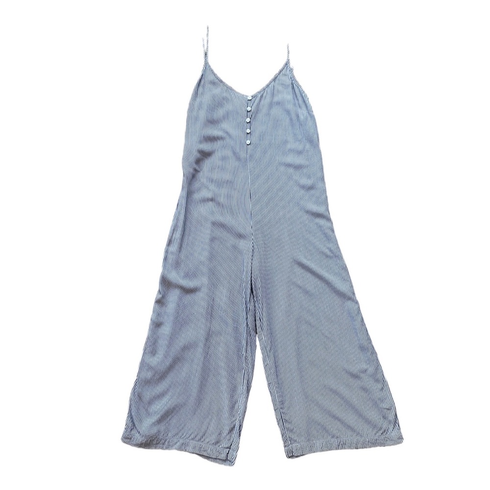 Anthropologie Cloth & Stone Blue & White Striped wide leg Jumpsuit Size XS